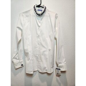 NWT Pendleton Embroidered Western‎ Blouse White Button Shirt Size 10